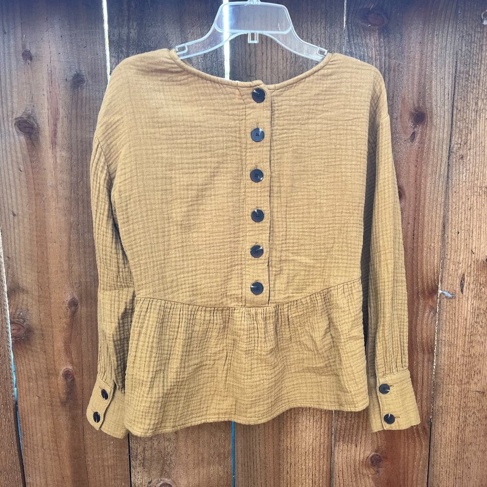 Madewell Gold Buttoned Long Sleeve Blouse/Top